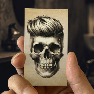 Cartão De Visita Barber Skull Vintage Hair Stylist