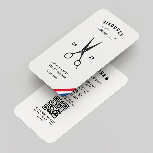 Cartão De Visita Barbershop Barber Black White Modern (Barbershop Barber Black White Modern Business Card
)