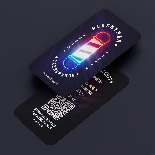 Cartão De Visita Barbershop Clássico Vermelho Branco Azul Barbeiro (Barbershop Classic Red White Blue Barber Pole Business Card
)