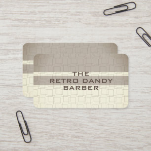 Cartão De Visita Barbershop de Manly Chic Retro Castanho de Grelha 