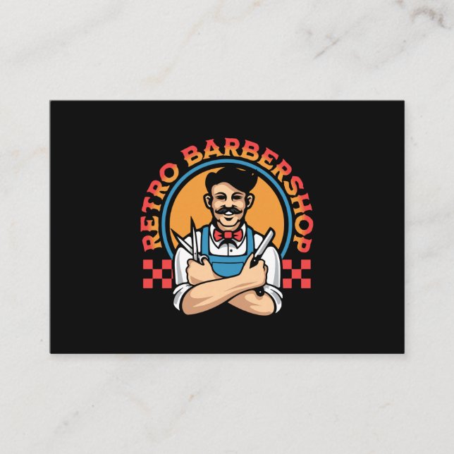 Cartão De Visita Barbershop de Mascot Retro (Frente)