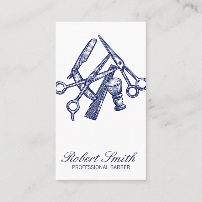 Cartão De Visita Barbershop | Ferramentas Stylist para o Cabelo Sal (Frente)