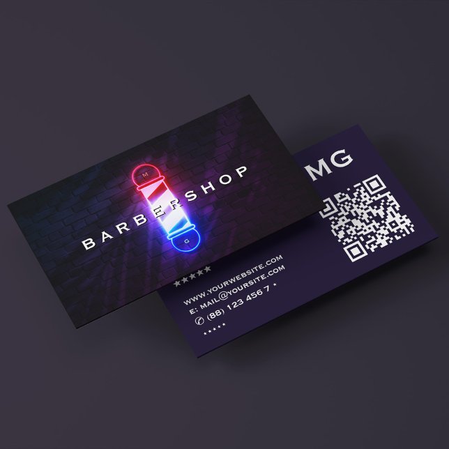 Cartão De Visita Barbershop Retro Barber Polo Vermelho Branco Brilh (Barbershop Retro Barber Pole Red White Blue Glow Business Card
)