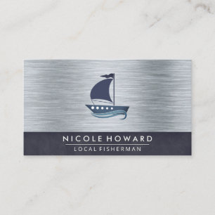 Cartão De Visita Barco  Contexto da textura metálica