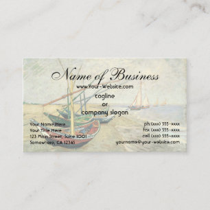 Cartão De Visita Barcos de Pesca na Praia de Vincent van Gogh