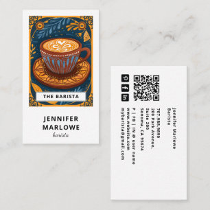 Cartão De Visita Barista Ilustrada por Whimsical
