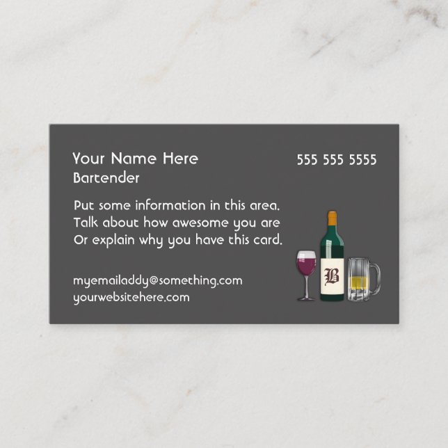 Cartão De Visita Barman Dark (Frente)