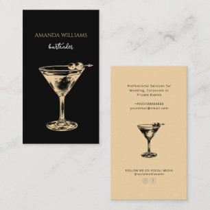 Cartão De Visita Barman Profissional Elegante