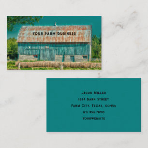 Cartão De Visita Barn Teal Vintage Country Fazenda russa