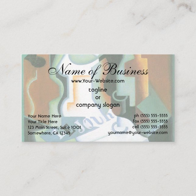 Cartão De Visita Barrafa e Fruta (1919) Cubismo de Juan Gris (Frente)