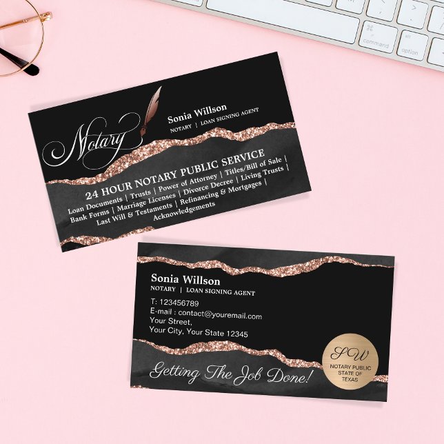 Cartão De Visita Barramento de Agente de Assinatura de Notário e Em (Criador carregado)