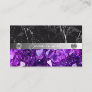 Cartão De Visita Barramento de Textura de Cristal Quartz Roxo Miner