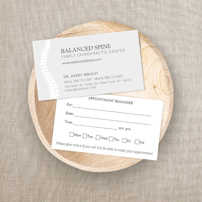 Cartão De Visita Barramento do Lembrete de Compromisso Chiropractic (Criador carregado)