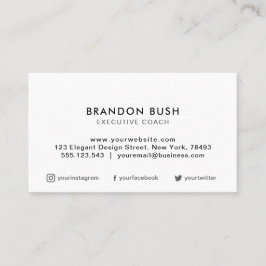 Cartão De Visita Barramento Simples Elegante Branco Simples