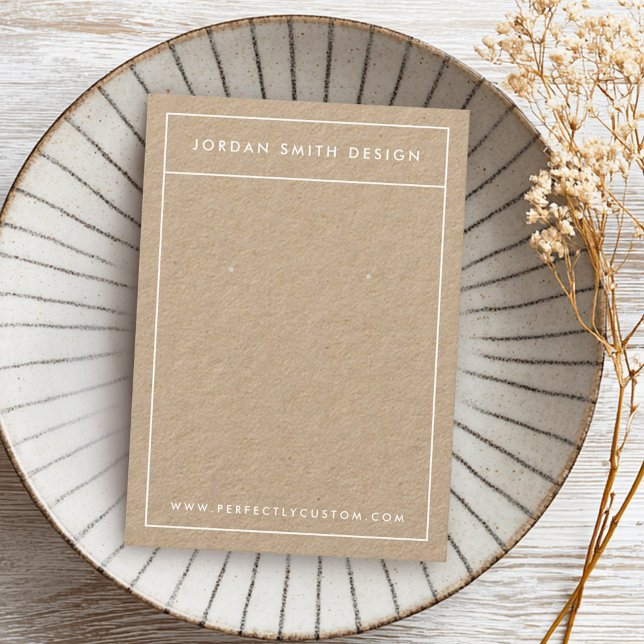 Cartão De Visita Barras simples de brinco de papel Kraft, de borda  (Minimalist border simple Kraft paper earring cards)
