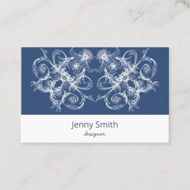 Cartão De Visita Barroco floral retro (Frente)