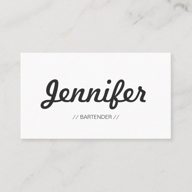 Cartão De Visita Bartender - Concise Simples Na moda (Frente)