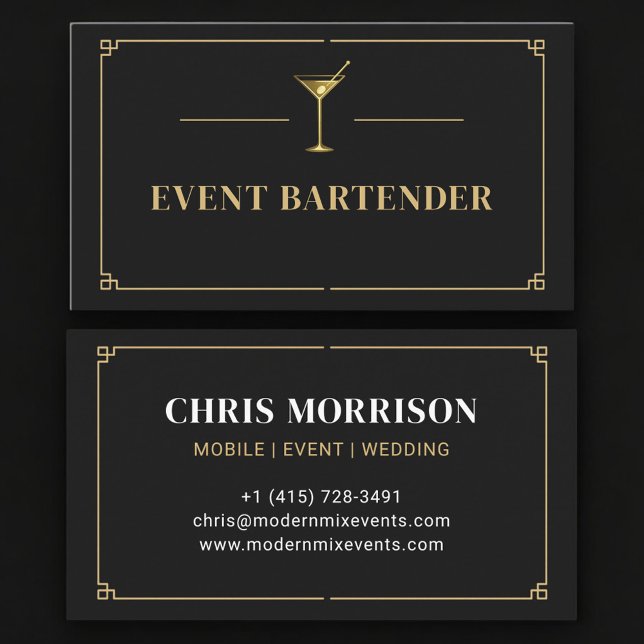 Cartão De Visita Bartender de Eventos Profissional (Criador carregado)