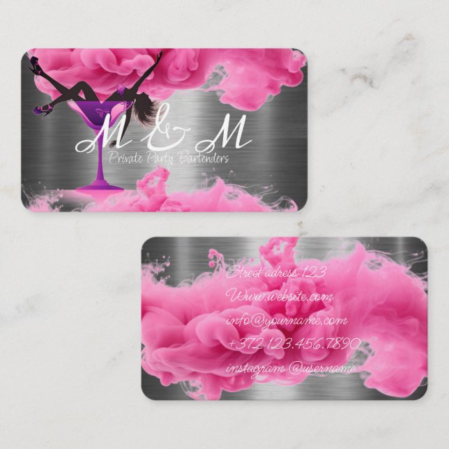 Cartão De Visita Bartender de Partido Privado do Serviço de Bar do  (Frente/Verso)