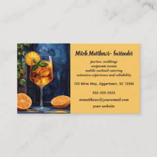 Cartão De Visita Bartender de Vidro de Cocktail Editável