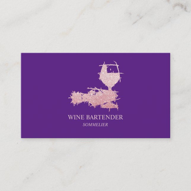 Cartão De Visita Bartender de Vinho Rosa Dourado Rosa púrpura Somme (Frente)