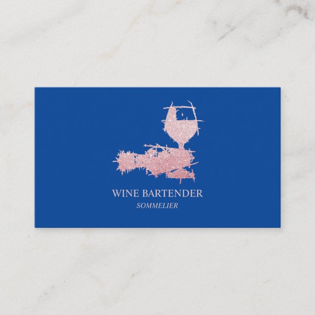 Cartão De Visita Bartender de Vinho Rosa marinho Sommelier (Frente)