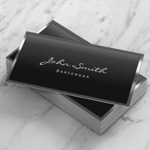 Cartão De Visita Bartender Legal Limite de Metal Moderno