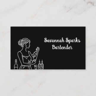 Cartão De Visita Bartender profissional preto e branco