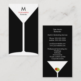 Cartão de visita Bartending do monograma - preto &