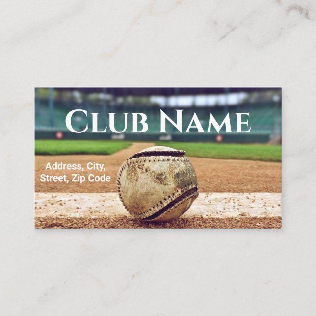 Cartão De Visita Baseball Club Name Field Landscape Photo Modern (Frente)
