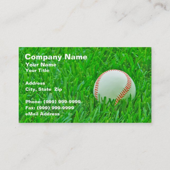 Cartão De Visita Basebol na grama (Frente)