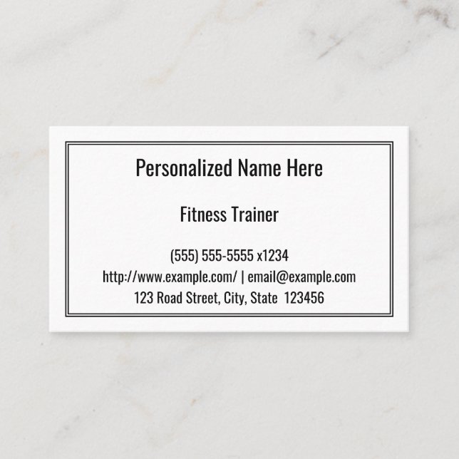 Cartão De Visita Basic and Simple Fitness Trainer Business Card (Frente)