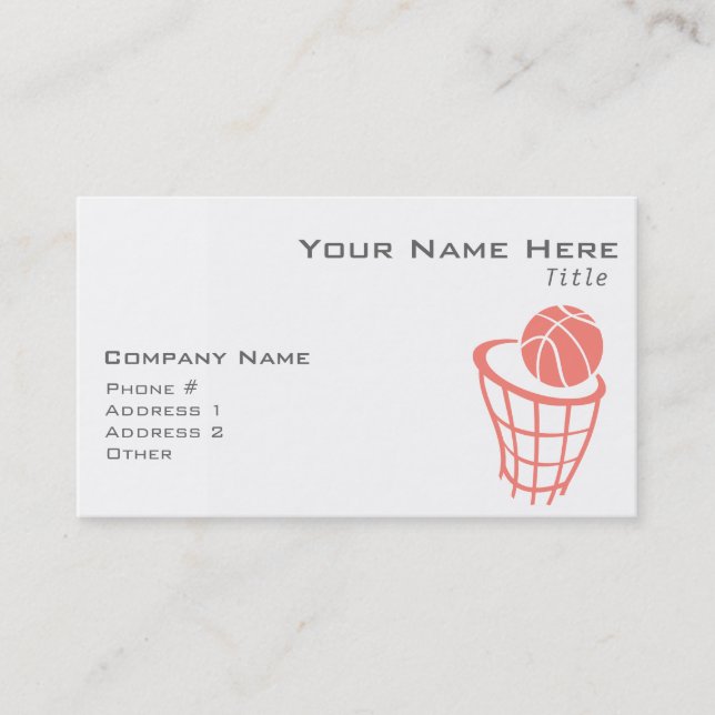 Cartão De Visita Basquete Rosa-Coral (Frente)