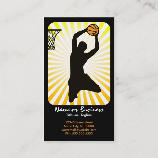 Cartão De Visita basquetebol: raios retros: (Frente)