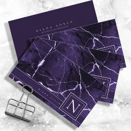 Cartão De Visita Basta Marble Monograma Violet e White Std ID672