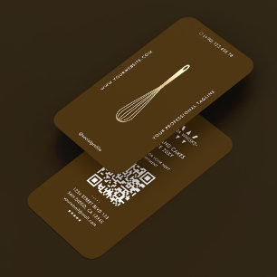 Cartão De Visita Batedeira Marrom de Confeitaria Chef Minimalista