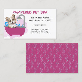Cartão De Visita Bath Bath Púrpura Pet Groomer Business