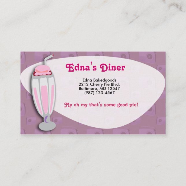 Cartão De Visita Batido retro da morango (Frente)