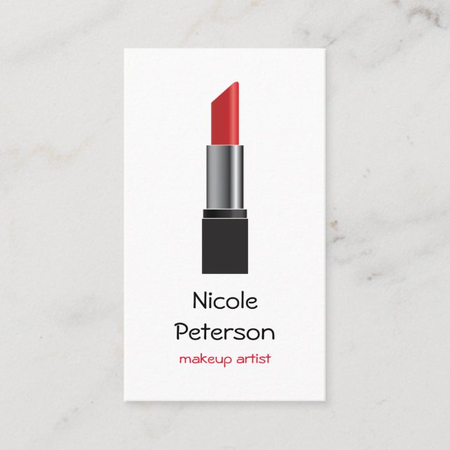 Cartão De Visita Batom do vermelho do maquilhador (Frente)