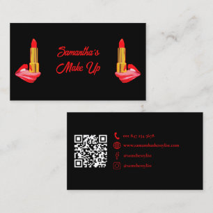 Cartão De Visita Batom Vermelho no Preto da Língua com Nome Persona