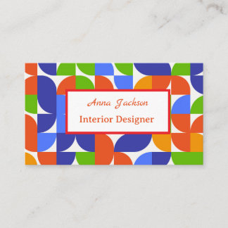 Cartão De Visita Bauhaus Blue Green Abstrato Geométrico