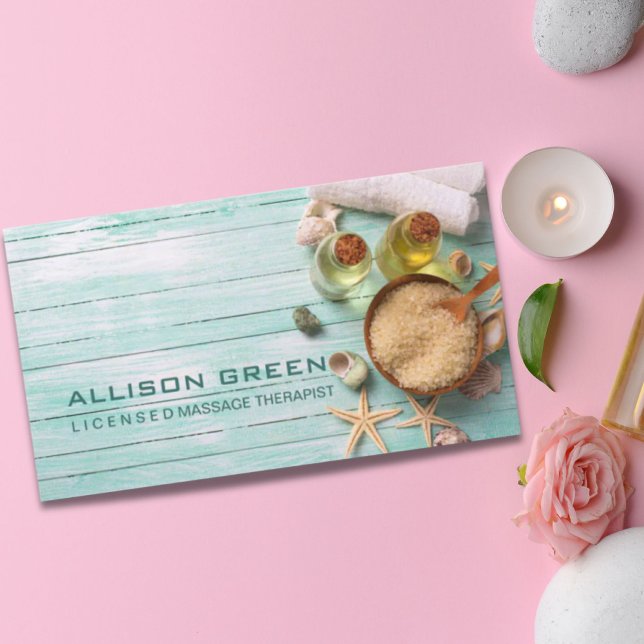 Cartão De Visita Beach AromaTherapist, terapeuta de massagem SPA Sa (Beach Aromatherapy Massage therapist SPA Salon Business Card)