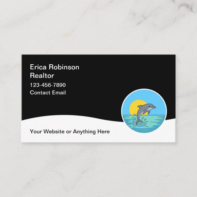 Cartão De Visita Beach Realtor Real Estate Business Cards (Frente)