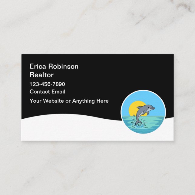 Cartão De Visita Beach Realtor Real Estate Business Cards (Frente)