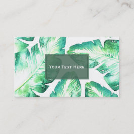 Cartão De Visita Beachy White e Green Tropical Leaves Chic