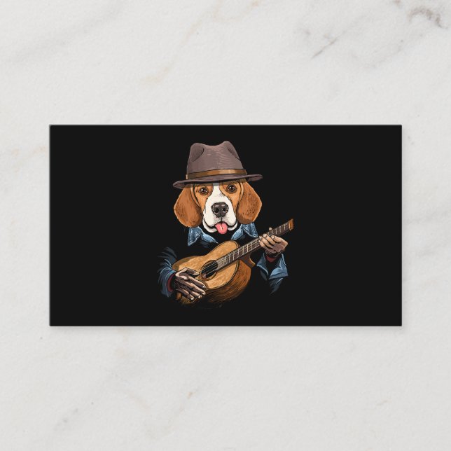 Cartão De Visita Beagle Dog Playing Guitar Pet Beagle Dog Lover Gui (Frente)