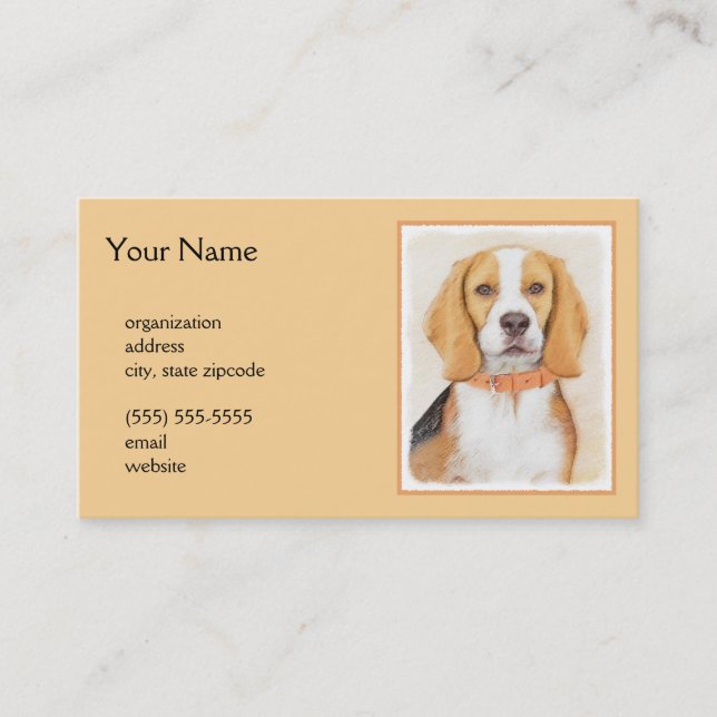 Cartão De Visita Beagle Hound Dog Painting Original Animal Art (Frente)