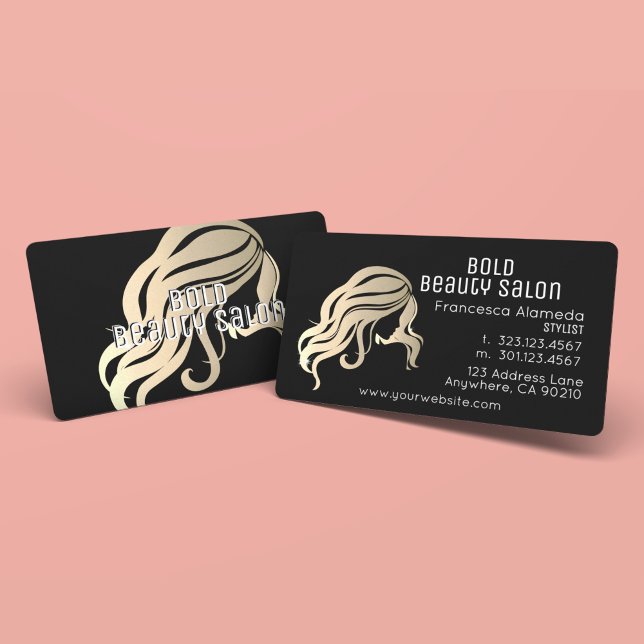 Cartão De Visita Beauon Salon Hair Stylist Metálico Dourado + Preto (Criador carregado)