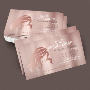 Cartão De Visita Beauon Salon Hairstylist Brushing Rosa Dourado Met