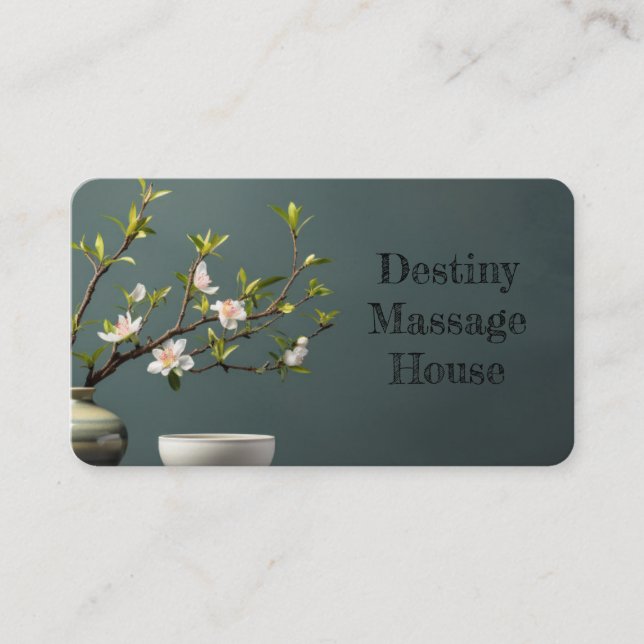 Cartão De Visita Beautiful Zen Yoga Massage with floral background (Frente)